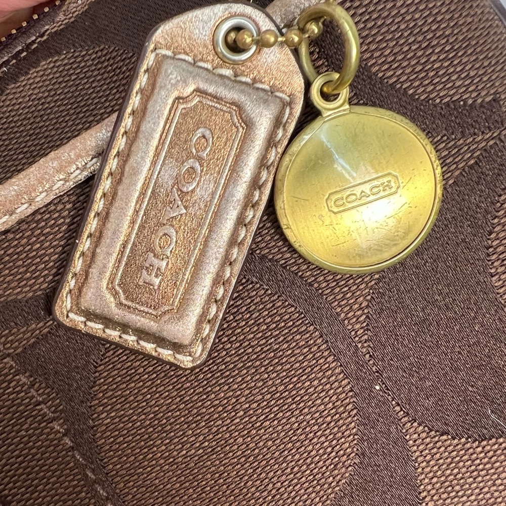 Coach chocolate brown and bronze crossbody with adjustable strap. - Picture 3 of 10
